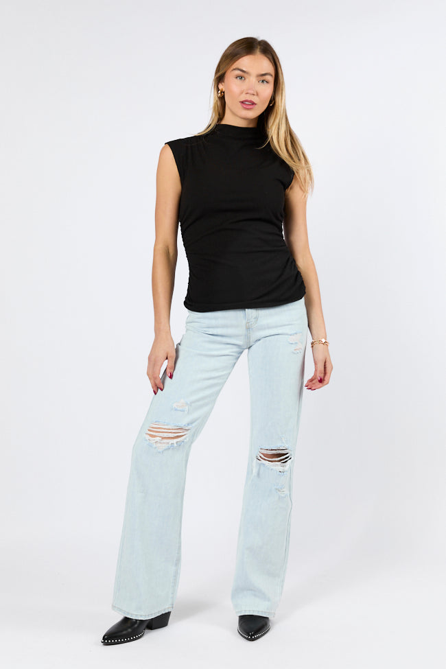 Karter Light Wash Wide Leg Distressed 90's Flare Jeans