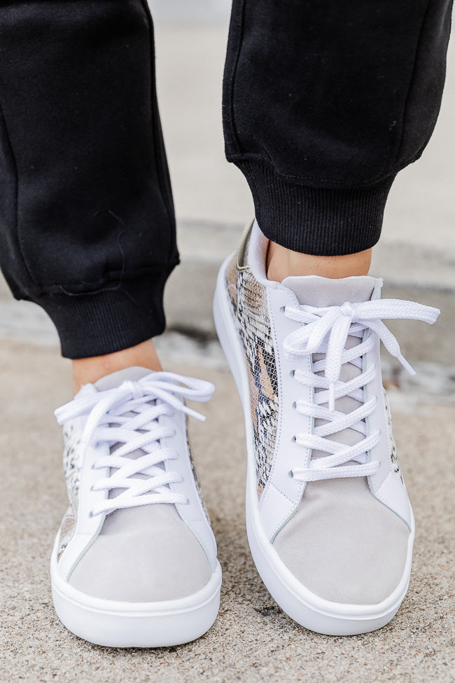 Emma Beige Snakeskin Sneaker FINAL SALE