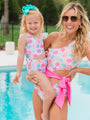 Kid's Sandy Shores In Shell Symphony Pink One Piece Swimsuit Tori X Pink Lily FINAL SALE