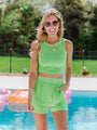 A Leap Of Faith Green Terrycloth Crop Tank Tori X Pink Lily