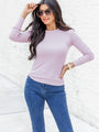 Make Your Choice Mauve Ribbed Long Sleeve Tee