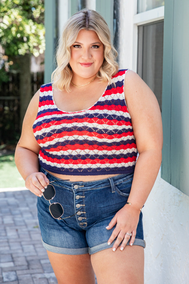 Where I Come From Red White And Blue Crochet Tank FINAL SALE