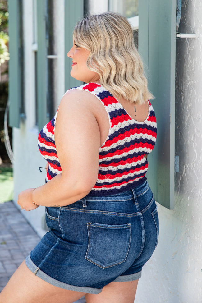 Where I Come From Red White And Blue Crochet Tank FINAL SALE