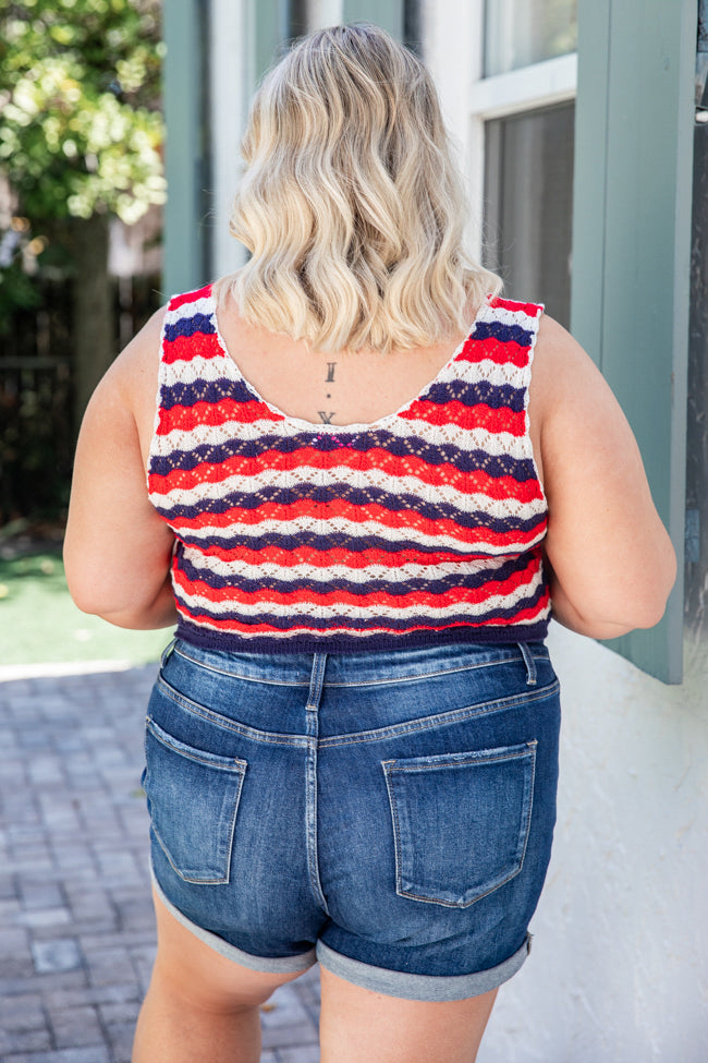 Where I Come From Red White And Blue Crochet Tank FINAL SALE