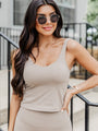 Miles Ahead Taupe V-Neck Tank Bra Top