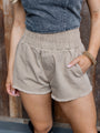 Let's Run Away Taupe Smocked Shorts FINAL SALE