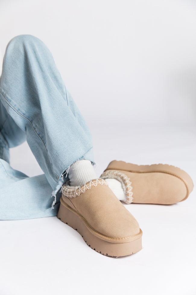 Sydney Light Beige Platform Slipper SALE