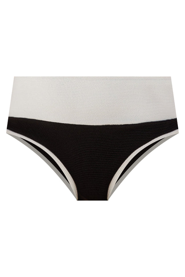 Do Not Disturb Black and White Color Block Bikini Bottoms