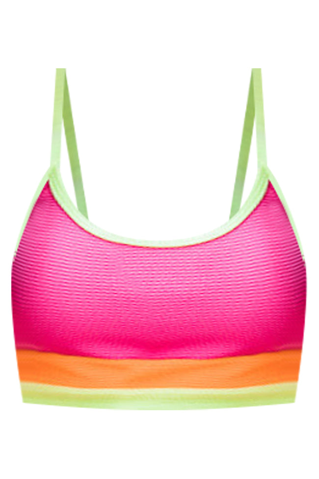 Do Not Disturb Neon Color Block Bikini Top