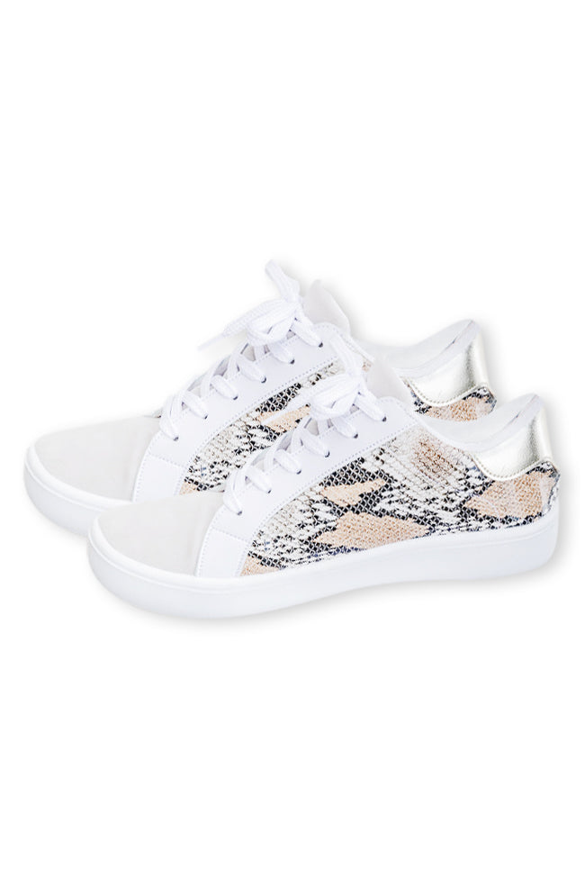 Emma Beige Snakeskin Sneaker FINAL SALE