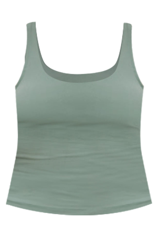 Miles Ahead Olive V-Neck Tank Bra Top