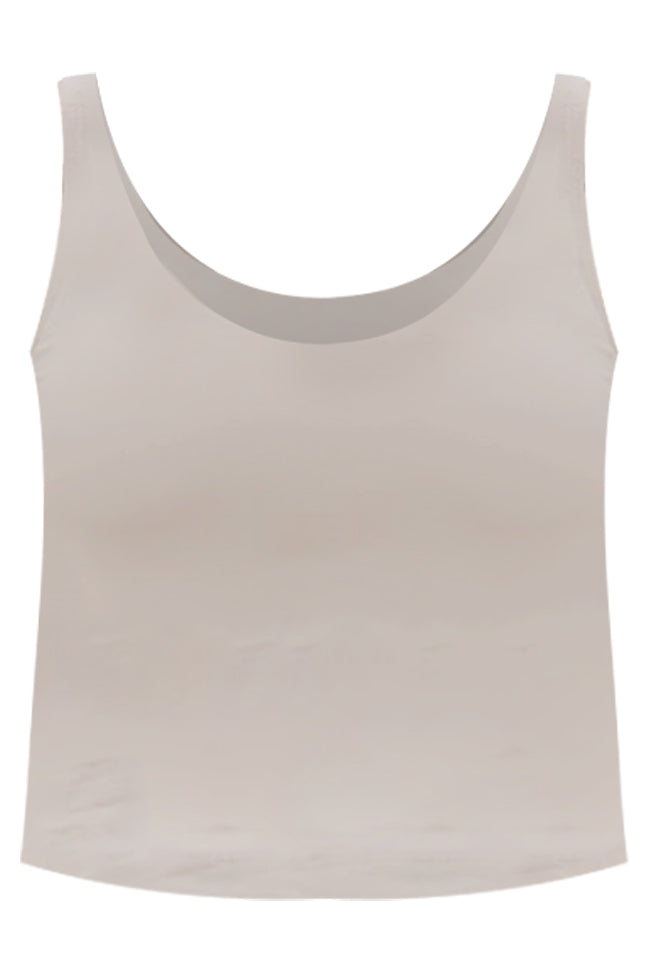 Miles Ahead Taupe V-Neck Tank Bra Top