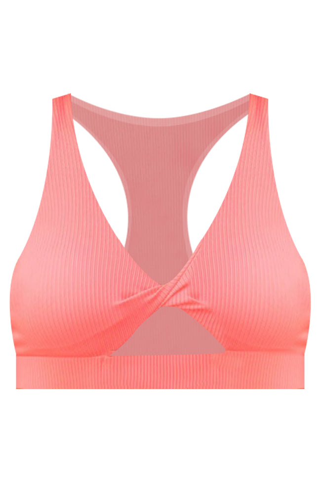 Needing Vitamin Sea Bright Coral Halter Bikini Top FINAL SALE