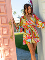 Love Over Fear Multi Print Long Sleeve Wrap Romper