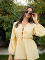 Endless Sunshine Yellow Tie Front Long Sleeve Romper