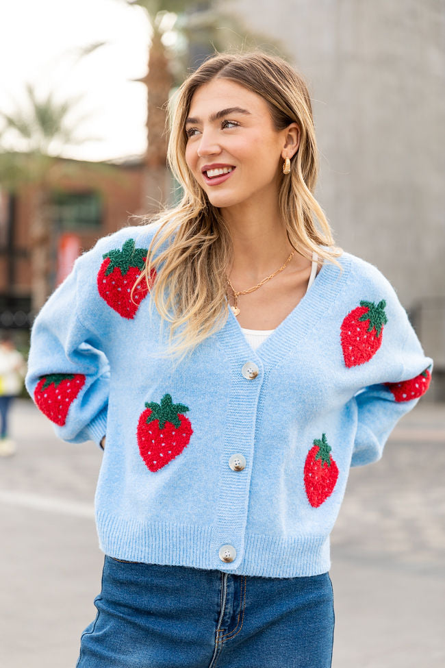 Berry Sweet Blue Strawberry Cardigan