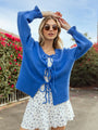 Versatile Feelings Blue Reversible Tie Detail Sweater Cardigan