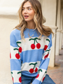 The Cherry On Top Blue Sweater