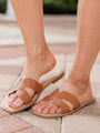 Haley Camel H Leather Flat Sandals FINAL SALE