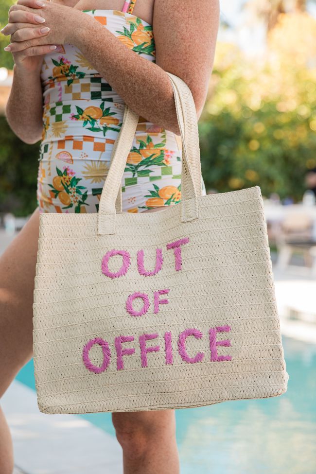 Out Of Office Raffia Beach Bag