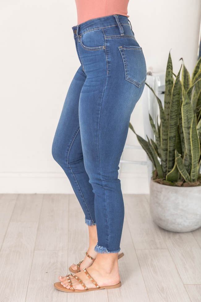 Mary Frayed Edge Medium Wash Skinny Jeans FINAL SALE