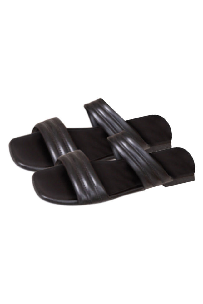 Mae Black Puffy Slip On Sandals FINAL SALE